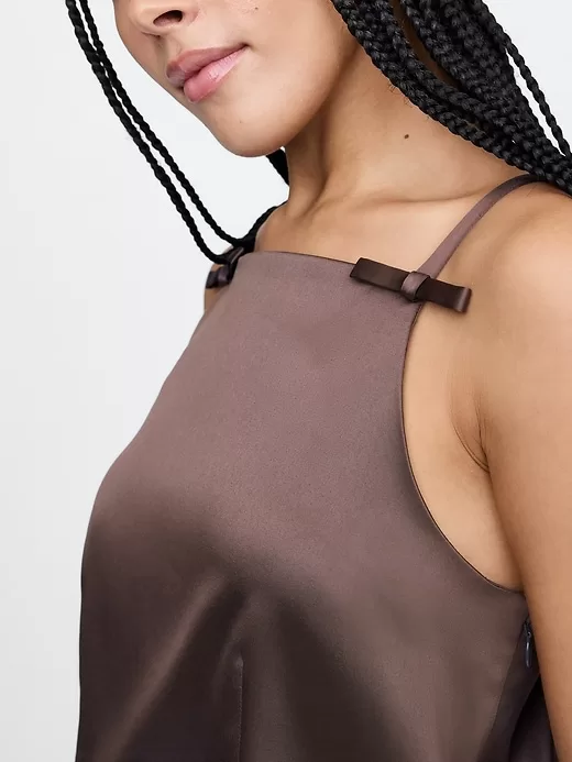 Satin Square-Neck Bow Top Satin Square-Neck Bow Top