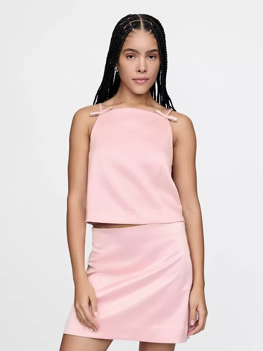 Satin Square-Neck Bow Top Satin Square-Neck Bow Top