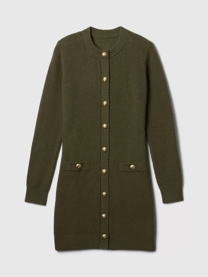 Shaker-Stitch Mini Sweater Dress