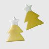 Silver Christmas Tree Horn Earrings