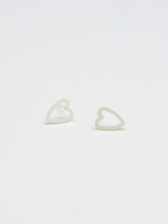 Silver Heart Outline Stud Earrings