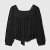Square-Neck Bow Cropped Top