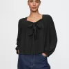 Square-Neck Bow Cropped Top
