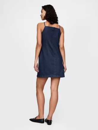 Square-Neck Denim Mini Dress