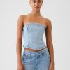Strapless Denim Cropped Top