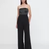 Strapless Mixed Media Jumpsuit