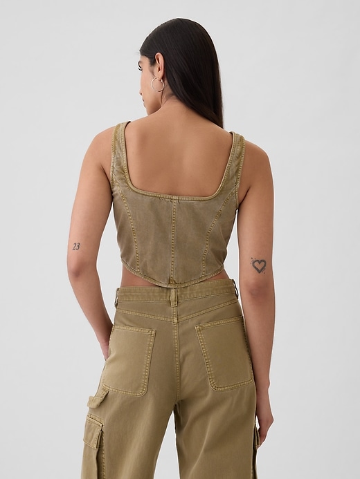 Structured Twill Cropped Corset Tank Structured Twill Cropped Corset Tank