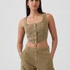Structured Twill Cropped Corset Tank Structured Twill Cropped Corset Tank