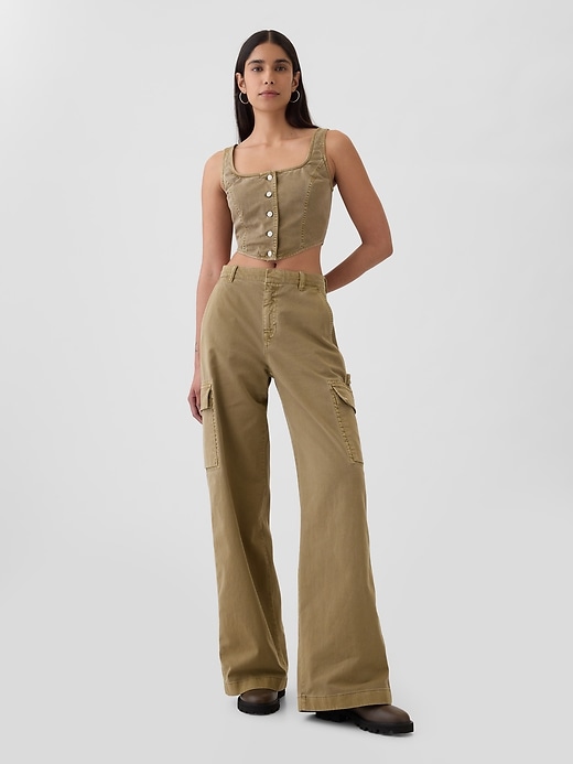 Structured Twill Cropped Corset Tank Structured Twill Cropped Corset Tank