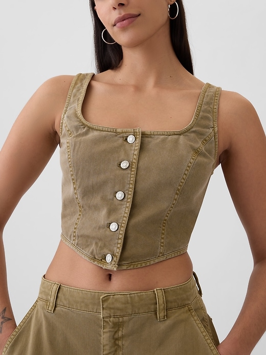 Structured Twill Cropped Corset Tank Structured Twill Cropped Corset Tank