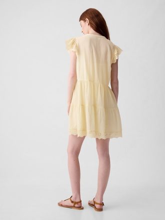 Textured Crinkle Crochet Mini Dress