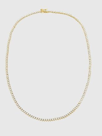 Thin Three Prong Tennis Necklace