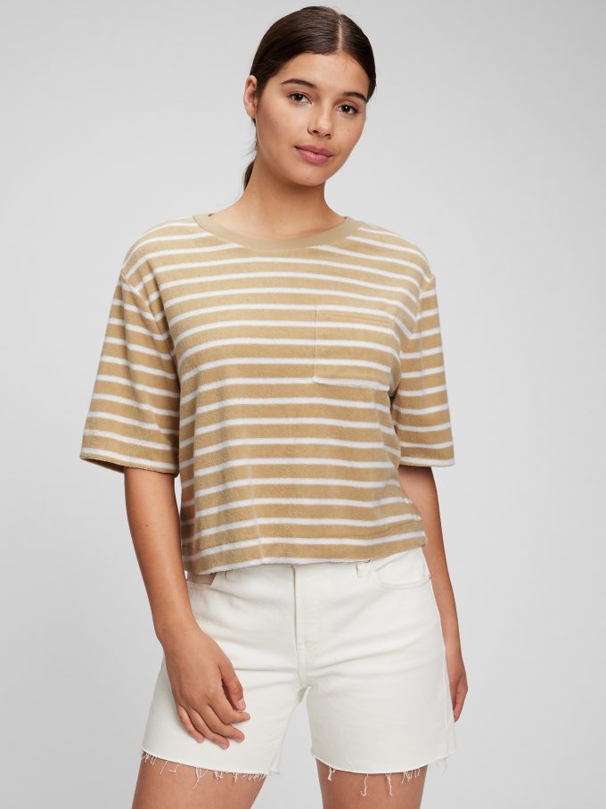 Towel Terry Boxy Cropped T-Shirt