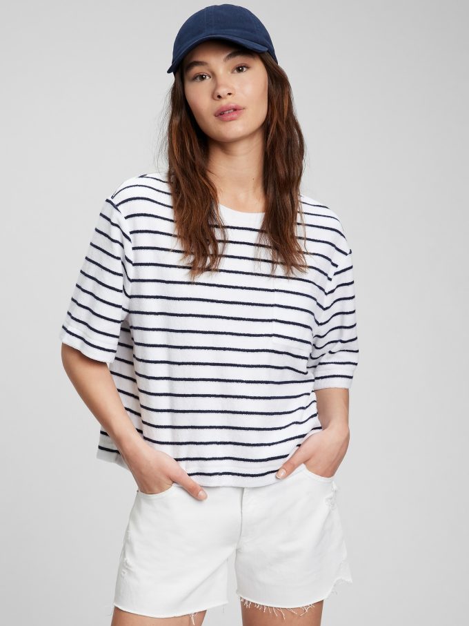 Towel Terry Boxy Cropped T-Shirt