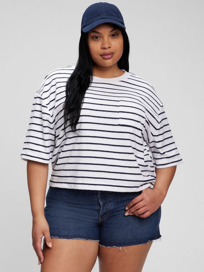 Towel Terry Boxy Cropped T-Shirt