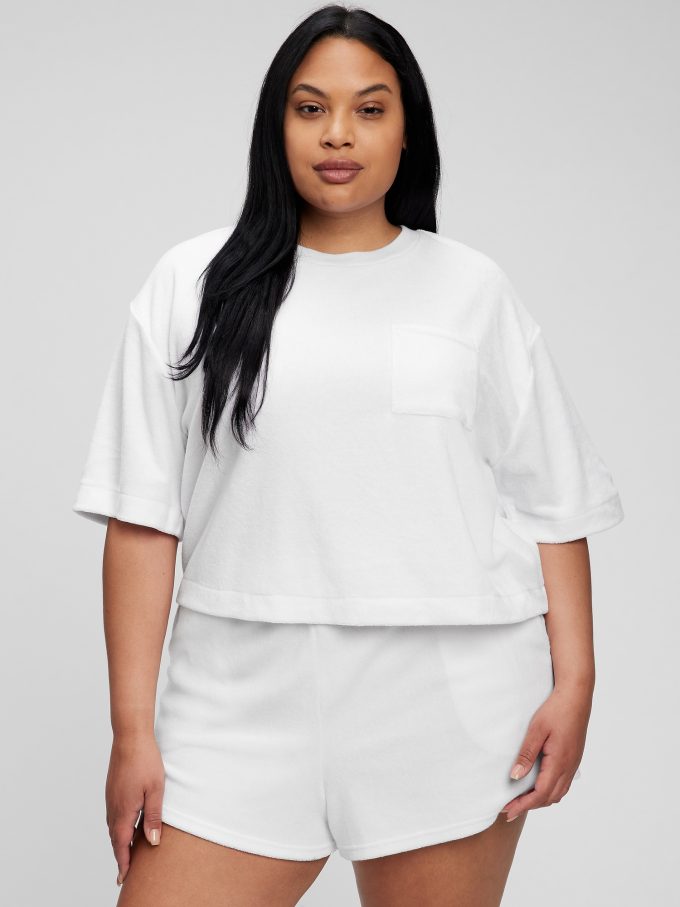 Towel Terry Boxy Cropped T-Shirt