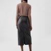 Vegan Leather Cargo Midi Skirt