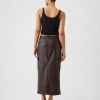 Vegan Leather Cargo Midi Skirt