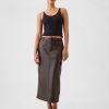 Vegan Leather Cargo Midi Skirt