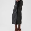 Vegan Leather Cargo Midi Skirt