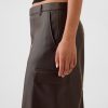 Vegan Leather Cargo Midi Skirt