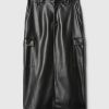 Vegan Leather Cargo Midi Skirt