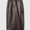 Vegan Leather Cargo Midi Skirt