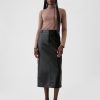 Vegan Leather Cargo Midi Skirt
