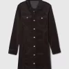 Velvet Denim Mini Shirtdress