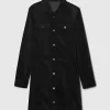 Velvet Denim Mini Shirtdress