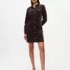 Velvet Denim Mini Shirtdress