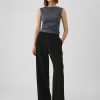 Wide-Leg Seamed Pull-On Pants